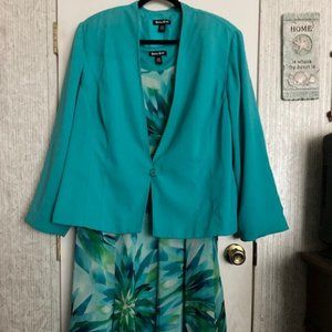 Green multi color dress & jacket